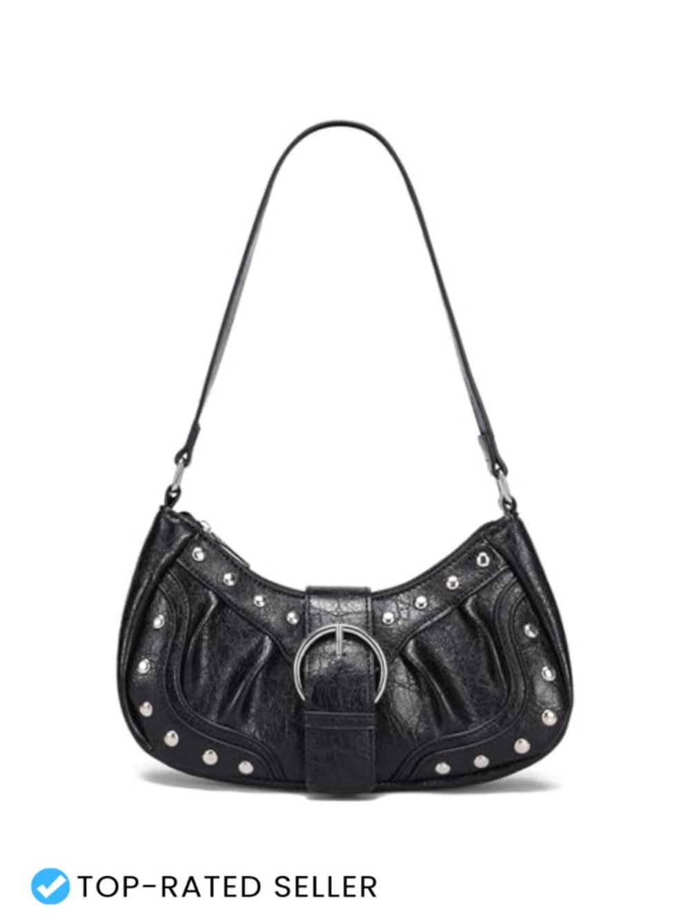 Y2K Studded Baguette Shoulder Bag Vegan Leather Going Out Purse